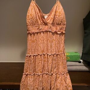 No Boundaries Orange Patterned Mini Dress